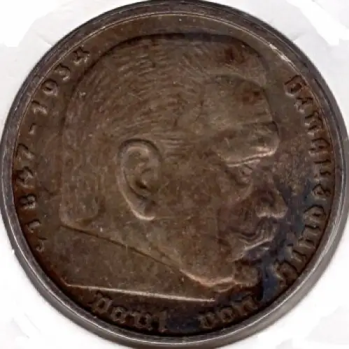 Jäger 0367 - 5 Reichsmark 1939 J Hindenburg Hakenkreuz Silbermünze