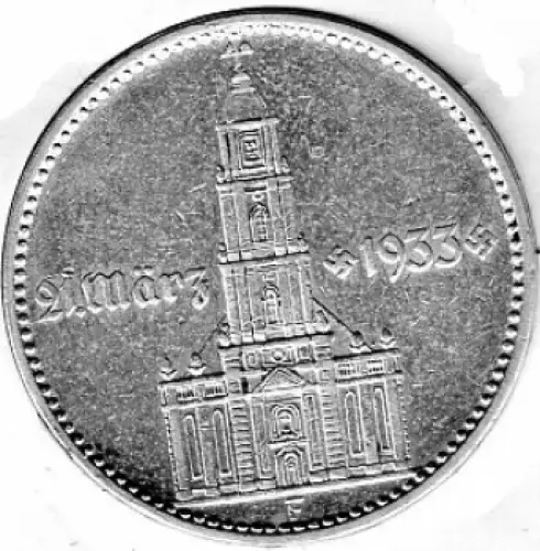 Jäger 0355 - 2 Reichsmark 1934 F Garnisonskirche mit Datum Silbermünze Deutsche Reich