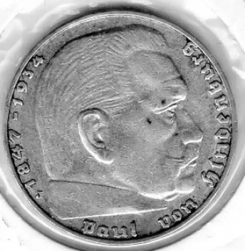 Jäger 366 - 2 Reichsmark 1937 J Hindenburg Silbermünze Deutsches Reich