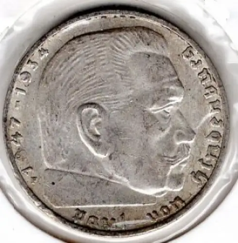 Jäger 0366 2 Reichsmark 1939 F Hindenburg Silbermünze Deutsches Reich