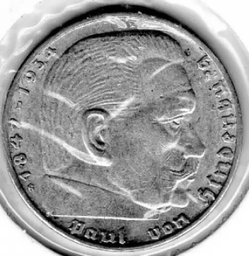 Jäger 0366 2 Reichsmark 1939 G Hindenburg Silbermünze Deutsches Reich