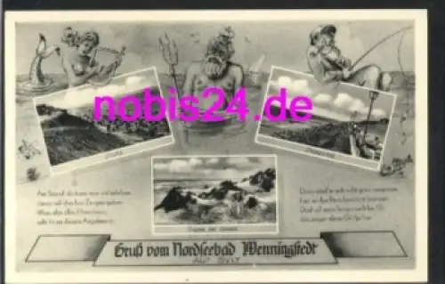 25996 Wenningstedt Sylt Neptun Nixe Meerjungfrau *ca.1930