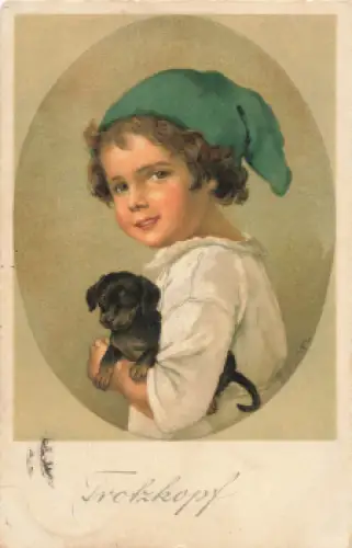 Dackel mit Kind Trotzkopf Künstlerkarte MFL o 1928