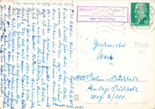 99786 Hohnsteinsche Forst-Senhienhof Landpoststempel auf AK Heringsdorf o 1965
