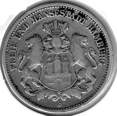 2 Mark Hamburg 1876 Silbermünze