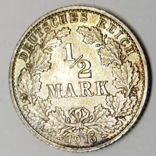 1/2 Mark 1915 G Deutsches Kaiserreich Silbermünze 