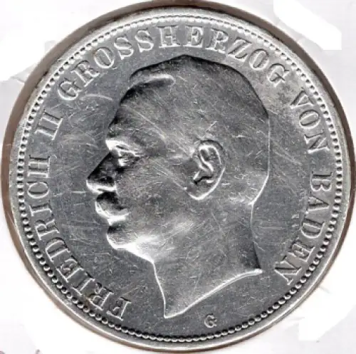 5 Mark Baden 1913 Grossherzog Friedrich II Silbermünze​​​​​