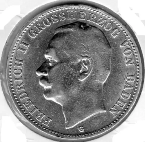 3 Mark Baden 1912 Friedrich II Silbermünze ​​​​