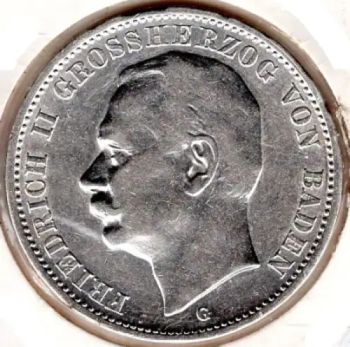 3 Mark Baden 1914 Friedrich II Silbermünze