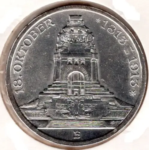 3 Mark Sachsen 1913 Völkerschlachtdenkmal