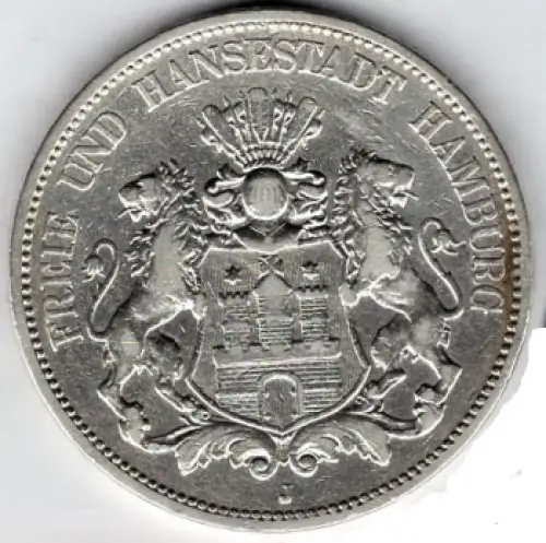 5 Mark Hamburg 1876 Silbermünze