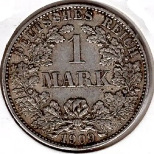 1 Mark 1909 A Deutsches Kaiserreich Silbermünze