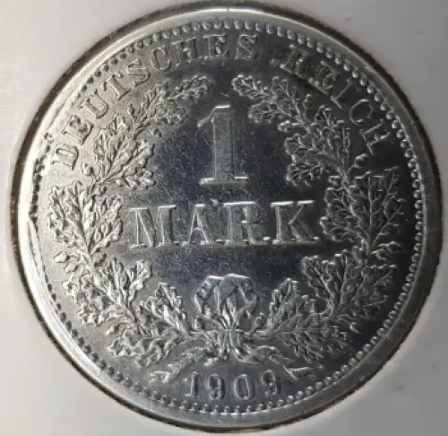 1 Mark 1909 D Deutsches Kaiserreich Silbermünze