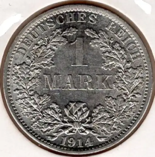 1 Mark 1914 A Deutsches Kaiserreich Silbermünze