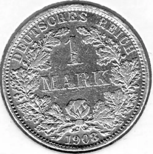 1 Mark 1908 A Deutsches Kaiserreich Silbermünze