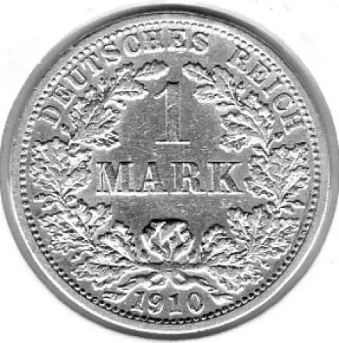 1 Mark 1910 F Deutsches Kaiserreich Silbermünze