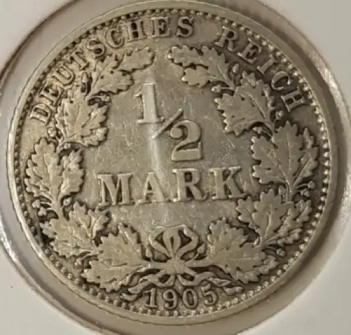 1/2 Mark 1905 G Deutsches Kaiserreich Silbermünze