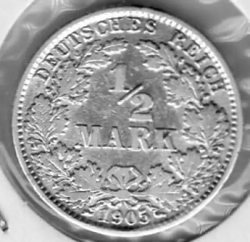 1/2 Mark 1905 J Deutsches Kaiserreich Silbermünze