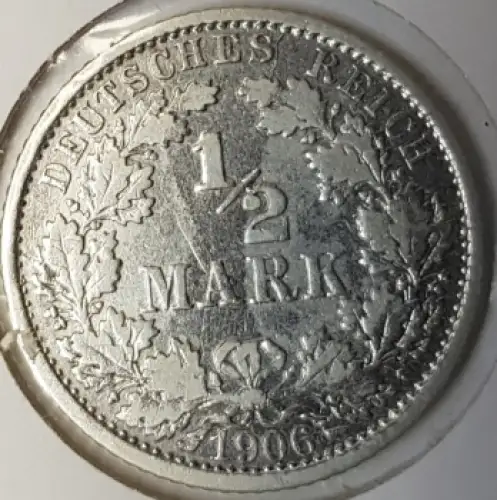 1/2 Mark 1906 F Deutsches Kaiserreich Silbermünze