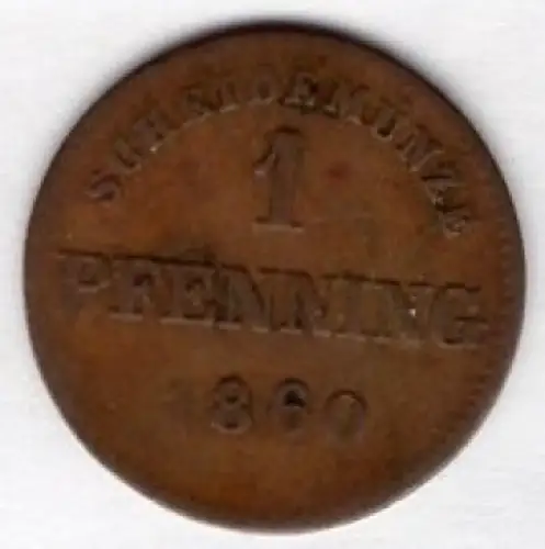 Bayern 1 Pfennig 1860 Maximilian II. Joseph. Scheidemünze