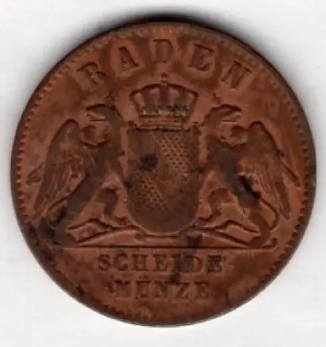 Baden 1 Kreuzer 1863 Friedrich I. Scheidemünze