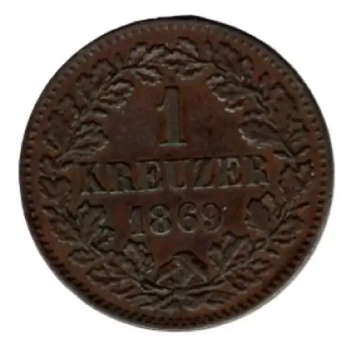 Baden 1 Kreuzer 1869 Friedrich I. Scheidemünze