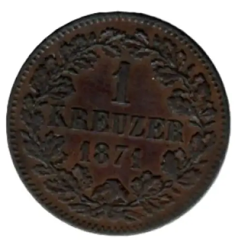 Baden 1 Kreuzer 1871 Friedrich I. Scheidemünze