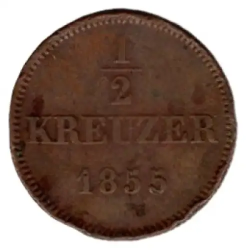 Bayern 1/2 Kreuzer 1855 Maximilian II