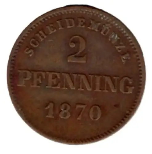 Bayern 2 Pfennig 1870 Ludwig II