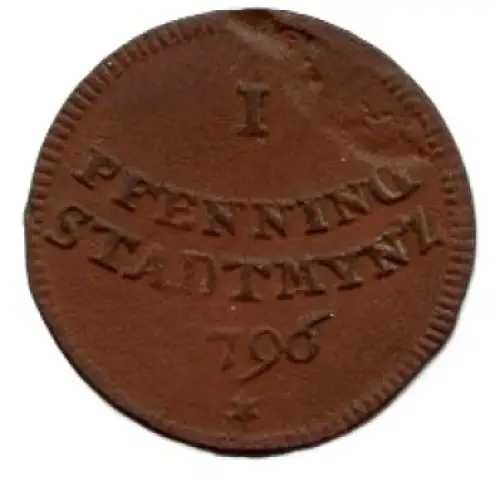 Augsburg freie Reichsstadt 1 Pfennig 1796