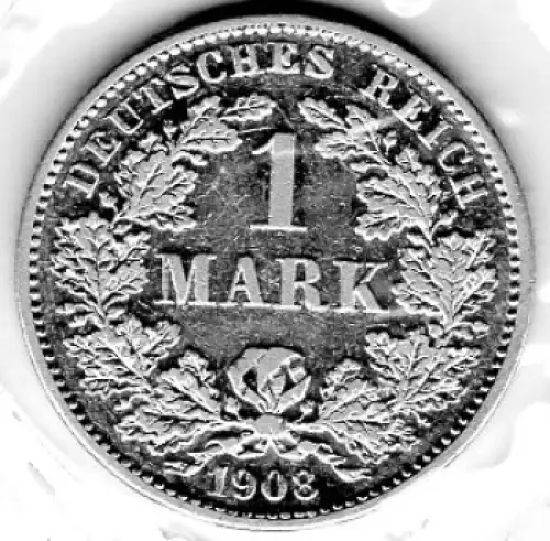 1 Mark 1908 G Deutsches Kaiserreich Silbermünze