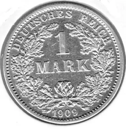 1 Mark 1909 G Deutsches Kaiserreich Silbermünze