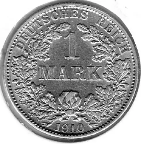 1 Mark 1910 A Deutsches Kaiserreich Silbermünze