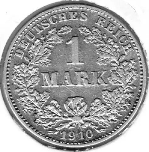 1 Mark 1910 G Deutsches Kaiserreich Silbermünze