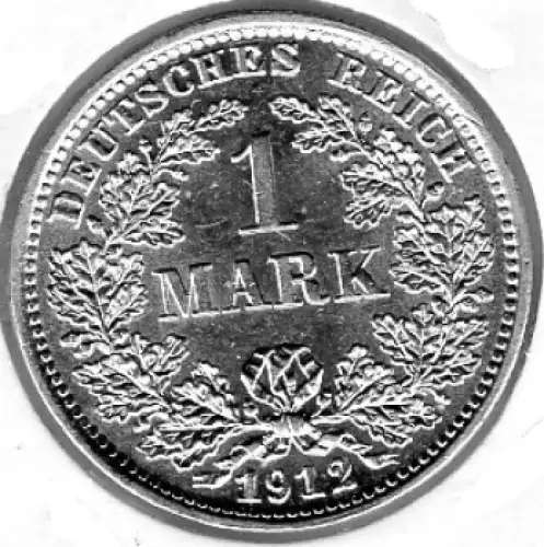 1 Mark 1912 E Deutsches Kaiserreich Silbermünze