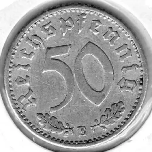 50 Reichspfennig 1939 E Drittes Reich mit Hakenkreuz