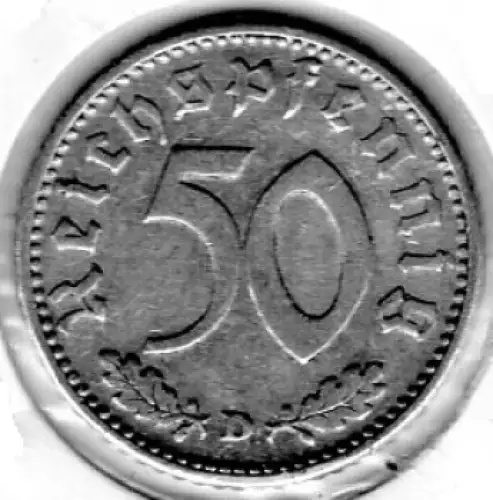 50 Reichspfennig 1941 D Drittes Reich mit Hakenkreuz