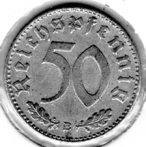50 Reichspfennig 1943 B Drittes Reich mit Hakenkreuz
