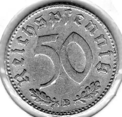 50 Reichspfennig 1944 B Drittes Reich mit Hakenkreuz