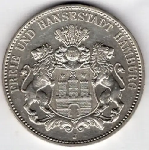 3 Mark Hamburg 1914 Silbermünze