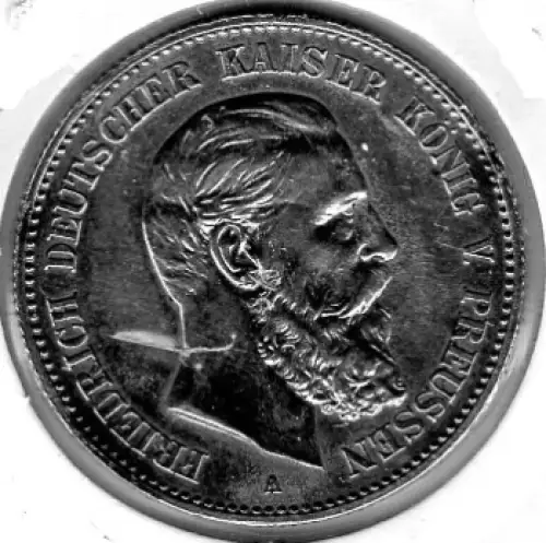 2 Mark Preussen 1888 Friedrich III Silbermünze