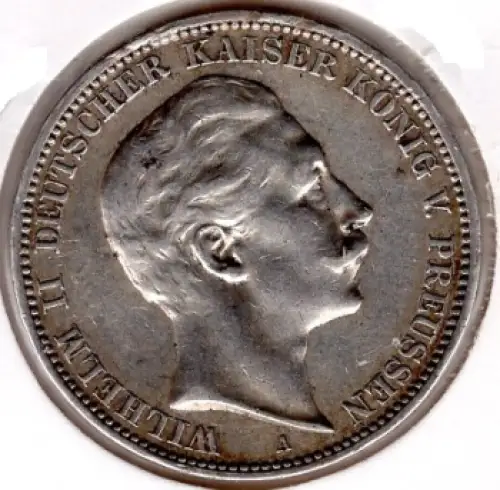 3 Mark PREUSSEN 1910 Wilhelm II Silbermünze