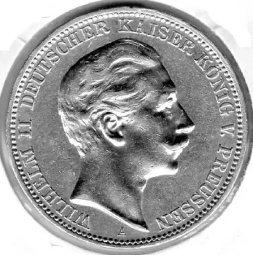 3 Mark PREUSSEN 1912 Wilhelm II Silbermünze