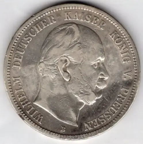 5 Mark PREUSSEN 1875 B Wilhelm I. Silbermünze