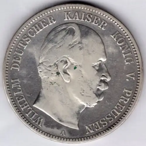 5 Mark PREUSSEN 1876 A Wilhelm I. Silbermünze