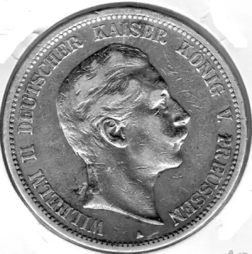 5 Mark PREUSSEN 1895 Wilhelm II Silbermünze