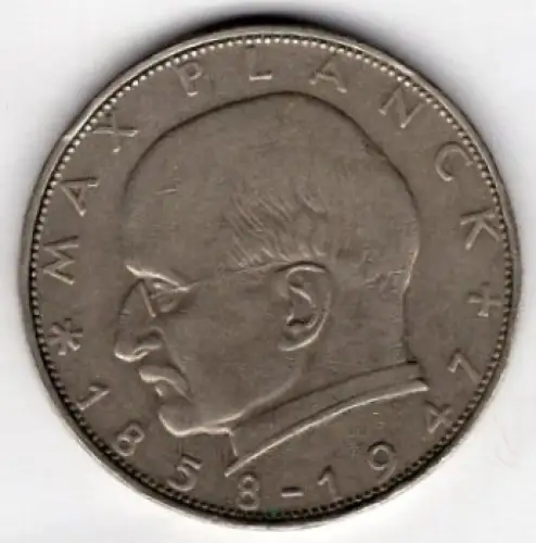 2 D-Mark 1958 F  Max Planck BRD Jäger 386