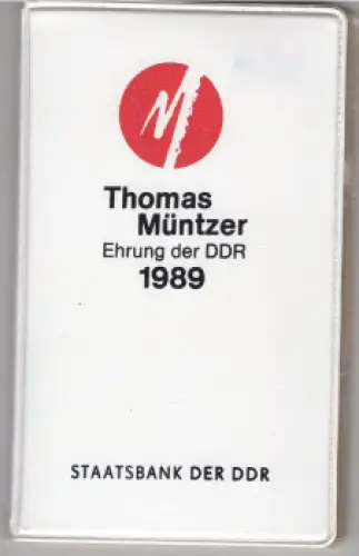 Thomas Müntzer Ehrung DDR Gedenkset 2 x 5 Mark mit Medaille 1989