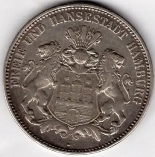 3 Mark Hamburg 1908 Silbermünze