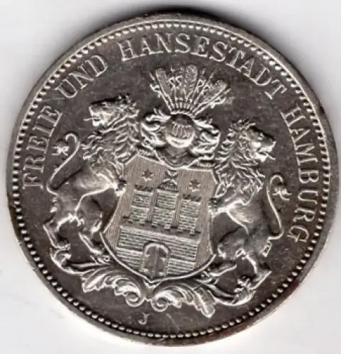 3 Mark Hamburg 1911 Silbermünze